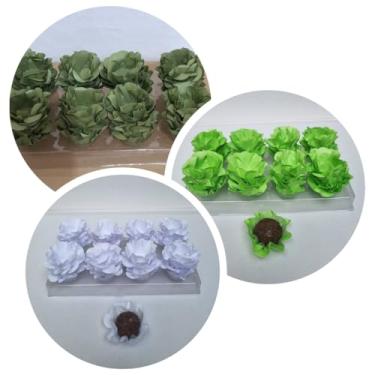 Imagem de Forminhas para Doces Finos, 120 Unidades, para Festas, Casamento e Aniversário (Verde Oliva/Pistache/Branco)