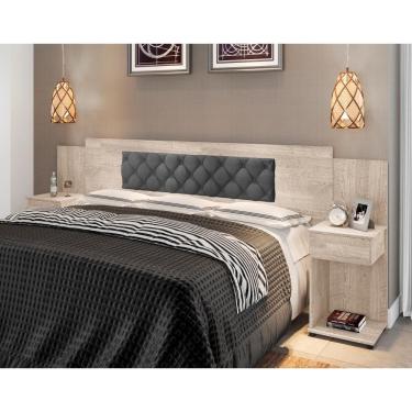 Imagem de Cabeceira Casal Capitonê Amarula Chumbo Para Cama Casal Queen King MDP Cinza Casa H