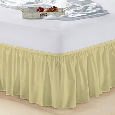 Imagem de Saia Cama Box Bege Com Babado Tamanho Solteiro Microfibra