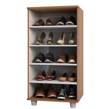 Imagem de Sapateira Flávia Com Espelho 1 Porta E 4 Prateleiras Poliman Móveis Carvalho