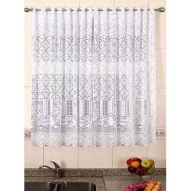 Imagem de Cortina de Renda Para Cozinha Sala 2 metros x 1,20 m Nova Karla - Viva