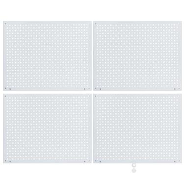 Imagem de Daanxw Pegboard Rack Garagem Armazenamento Aço Horizontal Peg Board Pack, Pegboard de Aço Resistente - Pacote com 4 Painéis de Organização de Ferramentas de Metal Peg Board (Branco, 16X12)