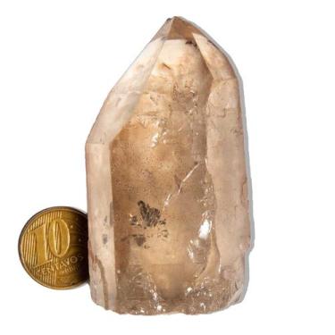 Imagem de 01 Ponta Quartzo Toque Fumê Bruto 100 a 150g 7 a 10cm Tipo B - Cristai