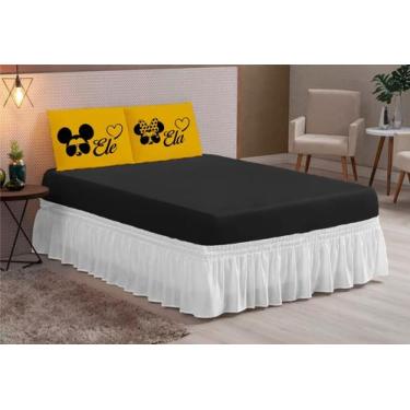 Imagem de Jogo de lençol casal queen com elastico 3 peças estampado - vitheotex 