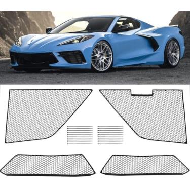 Imagem de BILLFARO 4 Peças De Malha Frontal Interna E Externa, Grade Protetora Radiador Em Formato Favo Mel Alumínio, Acessórios Capa Para Para-Choque Carroceria Corvette C8 Stingray Conversível/Htc 2020-2024
