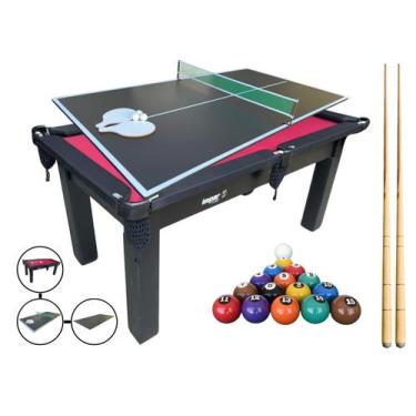 Imagem de Mesa 3 em 1 Sinuca/Bilhar com Tampo Jantar e Ping Pong + Kit - Impar S