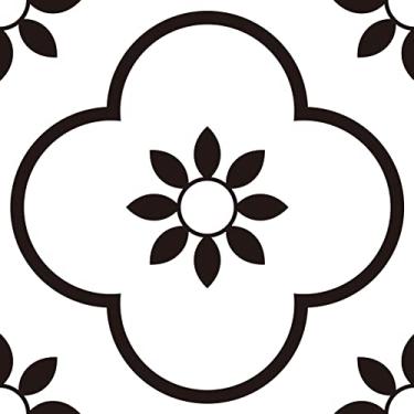 Imagem de Adesivos de azulejo da coleção Black & White para destacar e colar, conjunto de 12 peças de adesivos de azulejos para banheiro e cozinha, decalques de parede de vinil fáceis de aplicar, basta destacar e colar decoração de casa (preto e branco, 15 x 15 cm)