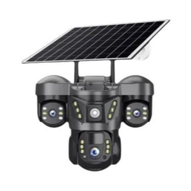 Imagem de Câmera Solar 15MP 4G Externa 3 Lentes Zoom 10X Detecção PIR À Prova D'