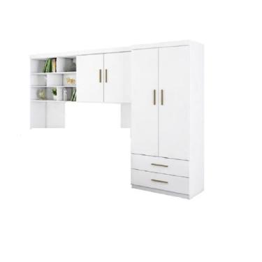 Imagem de Jogo de Quarto Infantil Chiara Roupeiro 2 Portas e 2 Gavetas + Módulo 