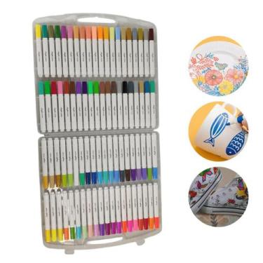 Imagem de Kit 80 Canetas Marcador Acrílico Permanente Colorida Brush - TATUDEBOA