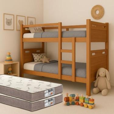 Imagem de Beliche Jaspe Vira 2 Camas Solteiro Reforçada Em Madeira Envio Imediat