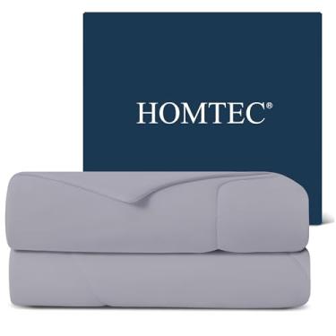 Imagem de HOMTEC Edredom refrescante tamanho king, cobertor refrescante de verão para dormir quente e suores noturnos, Q-Max>0,4 edredom Cool Tech, leve e respirável (266 x 224 cm, cinza)