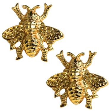 Imagem de Puxador de armário de abelha de mel de latão brilhante – Puxador de gaveta dourado para cômoda, cozinha, guarda-roupa e móveis | Alça decorativa de estilo vintage para decoração de casa DIY (conjunto