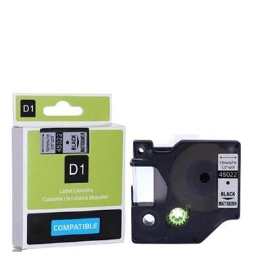 Imagem de Fita Compatível Dymo D1 45022 Prata Letra Preta 12mm - Genérica Dymo