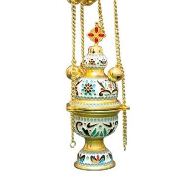 Imagem de RZRHMUHN Censário para pendurar ortodoxo, corrente para queimador de incenso de igreja, queimador de incenso de liga de zinco, presente para amigos, casamento, oração