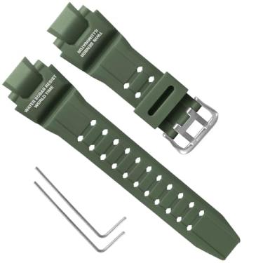 Imagem de Pulseira de silicone de substituição de 16 mm para Casio GW-4000/GA-1000/GW-A1000/GW-A1100 – Pulseira de relógio masculina durável à prova d'água de substituição, Casio G Shock (verde escuro)