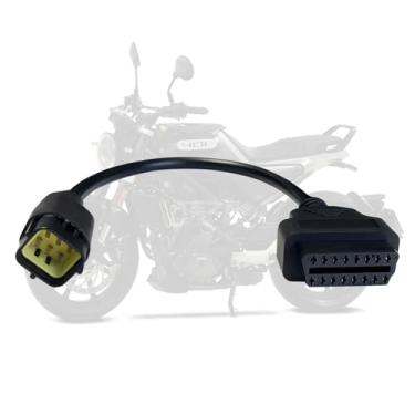 Imagem de AMHTDOL Cabo adaptador OBD2, conector de diagnóstico de 6 pinos para 16 pinos para motocicleta Husqvarna, cabo OBD de 6 pinos para comunicação K-Line, funciona com ferramenta de digitalização de