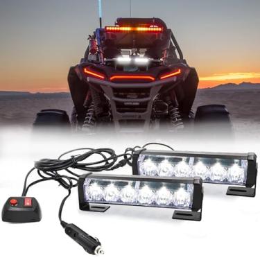 Imagem de FOXCID 2 x 6 LEDs 9 modos Consultor de trânsito luzes estroboscópicas de veículo de aviso de emergência para teto interno/painel/para-brisa/grade / deck universal à prova d'água (branco)