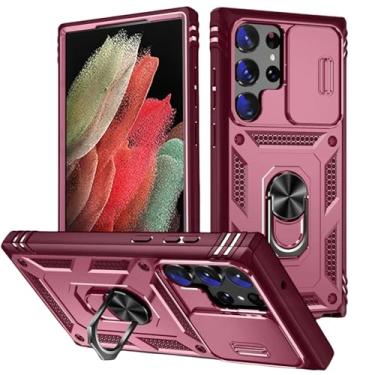 Imagem de HJZSZX Para Samsung S23 FE Câmera Slide Lente Case Protetora Grau Resistente Cove (Para Samsung S23 FE/Rosa Vermelho)