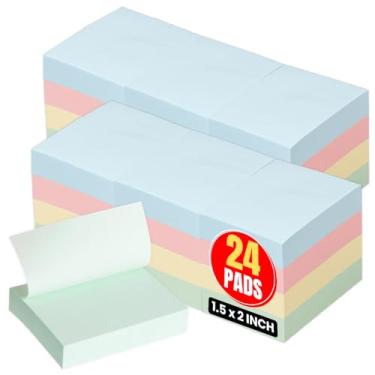 Imagem de 1InTheOffice Diversas cores pastel pequenas notas adesivas 1,5 x 2 100 folhas – embalagem com 24