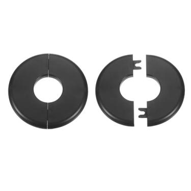Imagem de HARFINGTON 2 peças de flange de parede 33,5 mm/1,3" placas de cobertura de encanamento autoadesivas plástico ABS placa redonda design de fivela para tubo de água banheiro decoração de cozinha, preto