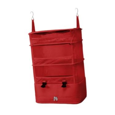 Imagem de Ｂｅｓｇａ Prateleiras de viagem suspensas Bolsa de viagem casual com gancho, organizador de mala Cubo de embalagem Dobrável Bolsa de armazenamento de roupas, Vermelho