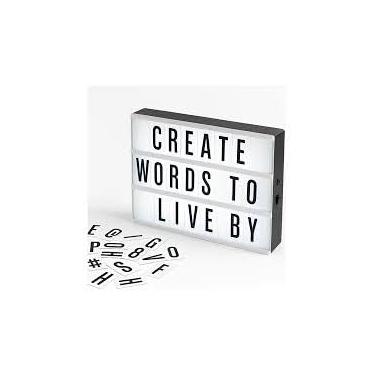 Imagem de Quadro Luminoso LED, Letreiro com 96 Letras e Símbolos Pretos, Fundo Branco