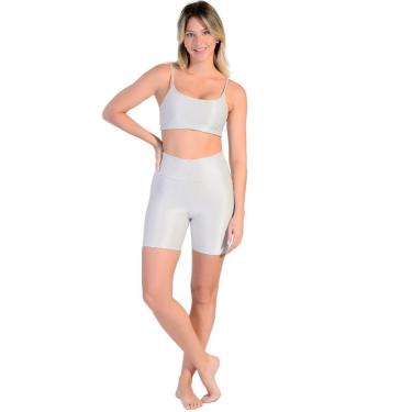 Imagem de Conjunto Esportivo Shorts Báscio + Top Cropped em Tecido Half Shine Wunder-Feminino