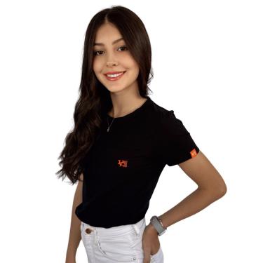 Imagem de Camiseta Baby Look Cotton Preta Logo LR Premium Valansuelo-Feminino