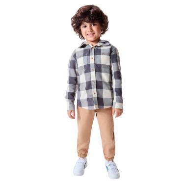 Imagem de Camisa Hering Preto Infantil Menino Xadrez Com Capuz-Masculino