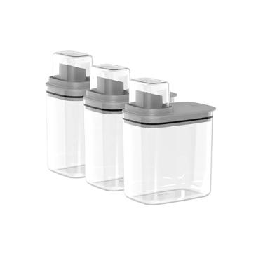 Imagem de Kit 3 Dispensers para Sabão Líquido, Pó e Amaciante - Ou Linha FLow (1,5L Chumbo)