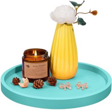 Imagem de NiHome Bandeja organizadora de silicone espesso para acessórios de banheiro, bancada de cozinha, decoração de sala de estar, bandeja redonda multiuso resistente a quebras, decoração para vela, perfume