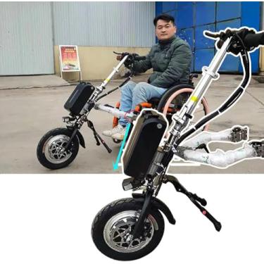 Imagem de Dispositivo De Tração Para Cadeira De Rodas De 500 W, Acessório Elétrico Para Cadeira De Rodas Handcycle, 3 Velocidades Com Luz Frontal E Sistema De Amortecedor E Tweeter, Bater, A17ah