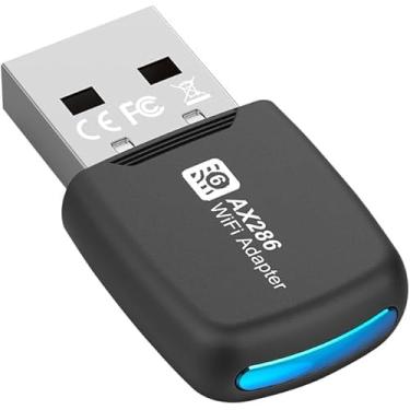 Imagem de Mini USB WiFi 6 placa de rede, AX286 286Mbps 802.11ax Dongle USB 2,4GHz Wi-Fi LAN adaptador driver livre para PC, laptop, Windows 7 10 11