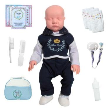 Imagem de Bebê Reborn Realista Azul com Bolsa Acessórios e Fraldas - Cegonha Reb