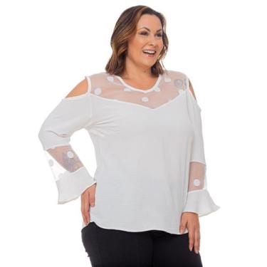 Imagem de Blusa Feminina Plus Size Manga Longa Detalhe em Renda Elegante G1 G2 G