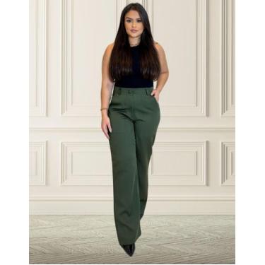 Imagem de Calça Cargo Alfaiataria Feminina Pantalona Bolso Cargo Wide Leg Zra Co