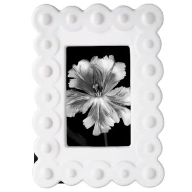 Imagem de Mikasa Moldura texturizada de cerâmica branca, exibe uma foto de 10 x 15 cm, 14 x 19 x 26 cm