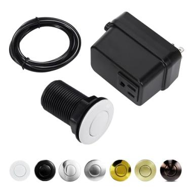Imagem de Interruptor de eliminação de lixo, kit de interruptor de ar sem fio para triturador de resíduos alimentares, plástico branco, botão curto de 5 cm da pia CLEESINK