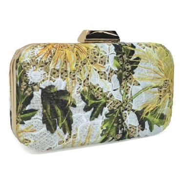 Imagem de Bolsa clutch feminina de palha, bolsa de verão para festa na praia com decoração floral de renda, bolsa transversal feminina, Amarelo