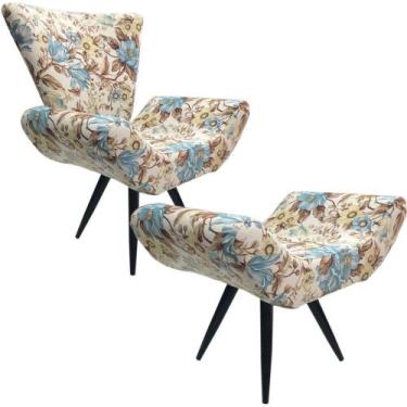 Imagem de Poltrona e Puff Elegance Pé Palito Impermeável Ônix - Sua Casa Decor