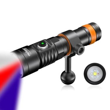 Imagem de ORCATORCH D710V Professionelle Unterwasser-Videolicht, 120-Grad-Weitstrahl, Tauch-Taschenlampe mit weißen, roten und violetten Lichtquellen, Fülllicht, fluoreszierendes Nachttauchen