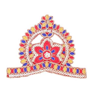 Imagem de Aditri Creation Conjunto Mukut Deusa Deus Feito de Pedra de Pano de Veludo para Ganesha/Laddu Gopal/Devi Maa/Radha Krishna Haar Sringar Conjunto de Joias Deidades para Estátua de Ídolo de Deus