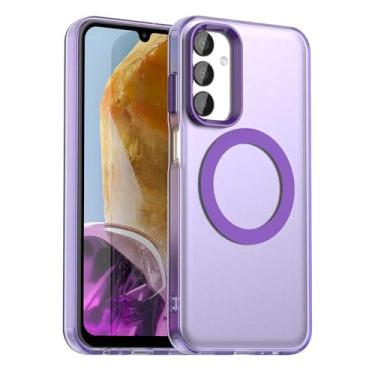 Imagem de Capa compatível com Samsung Galaxy F15 5G, suporta carregamento sem fio, capa magnética à prova de choque, compatível com Samsung Galaxy M15 5G capa roxa