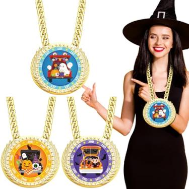 Imagem de Tondiamo 3 peças de medalhas de Halloween para porta-malas ou travessuras, troféu de corrente de campeão, 15 x 12 cm, medalhas coloridas para decoração de porta-malas de Halloween, 1º 2º 3º prêmios