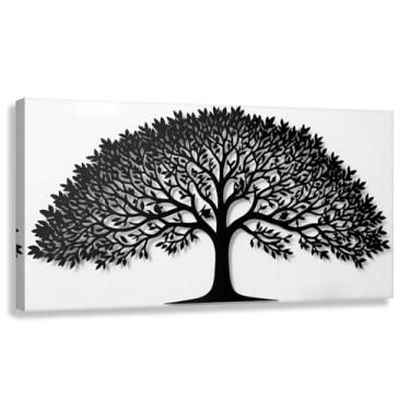 Imagem de Árvore da Vida Arte de parede Impressão em tela Decoração Fotos Pintura para sala de estar Quarto Preto Branco 80x40cmx1