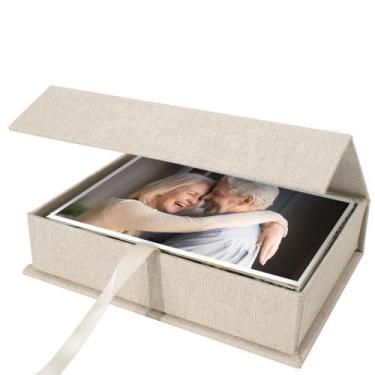 Imagem de Caixa de armazenamento de fotos Yopih 5x7 Linen para 200 fotos bege