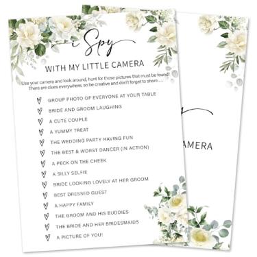 Imagem de Eucalyptus Bridal Shower Games 30 Guests, I Spy with My Little Camera Jogos de Noiva para Chuveiros, Rosa Branca Casamento Festa de Noivado Atividade Artigos de Festa / Verde-06