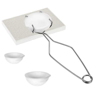 Imagem de Conjunto de 5 peças de tigela pequena para cadinho de cerâmica derretida, inclui placa de solda de favo de mel, placa de quartzo, ouro derretido, prata, cobre com cabo de pinça de chicote 2A