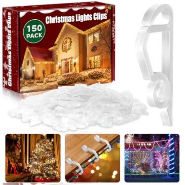 Imagem de Zoyomax 150 peças de clipes e ganchos de luz de Natal - cabide de calha para iluminação sazonal ao ar livre - Ganchos de férias à prova de intempéries para decoração de festivais
